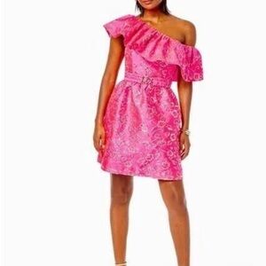 Lilly Pulitzer Shannje Dress Hot Pink and Gold size: 8